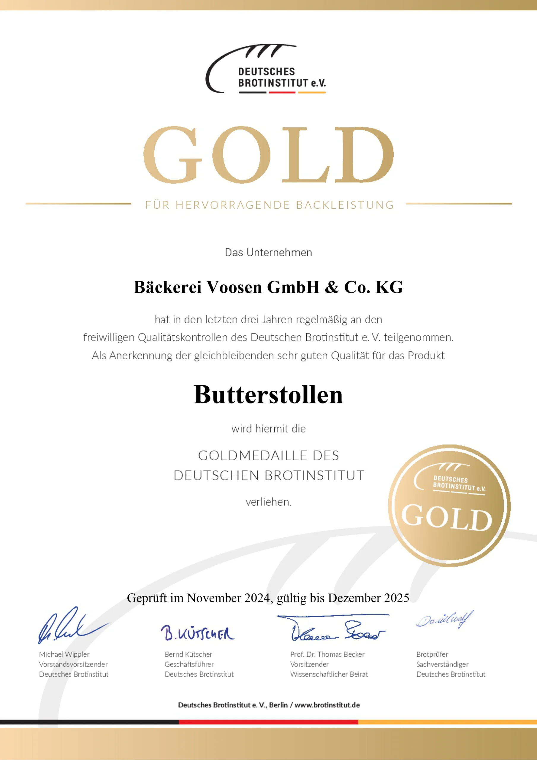 Auszeichnung Butterstollen 2025