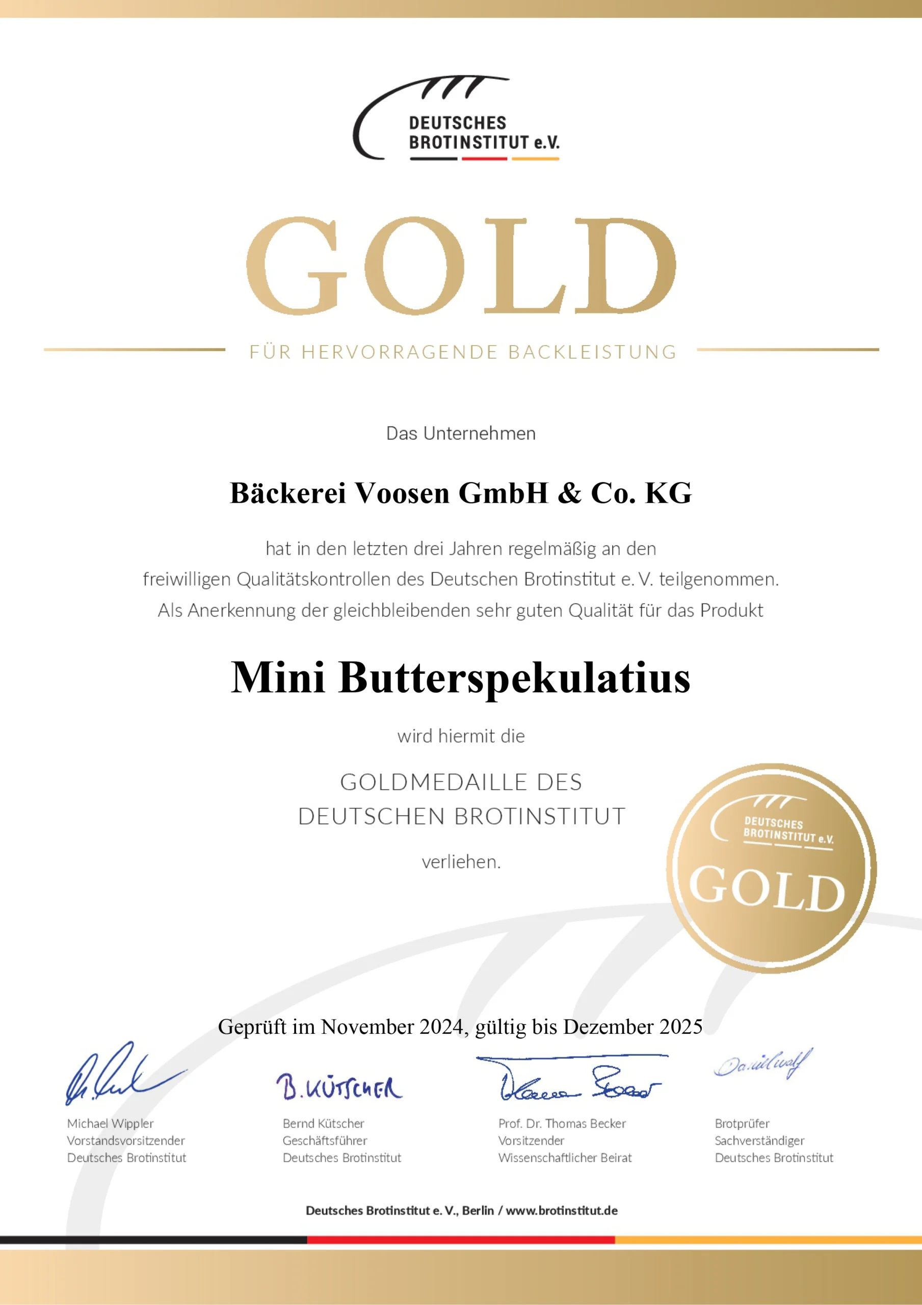 Auszeichnung Mini Butterspekulatius 2025